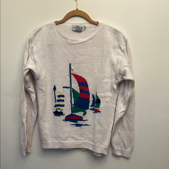 Nautical Themed Sailing Sweater - Cream Size small - Picture 7 of 8